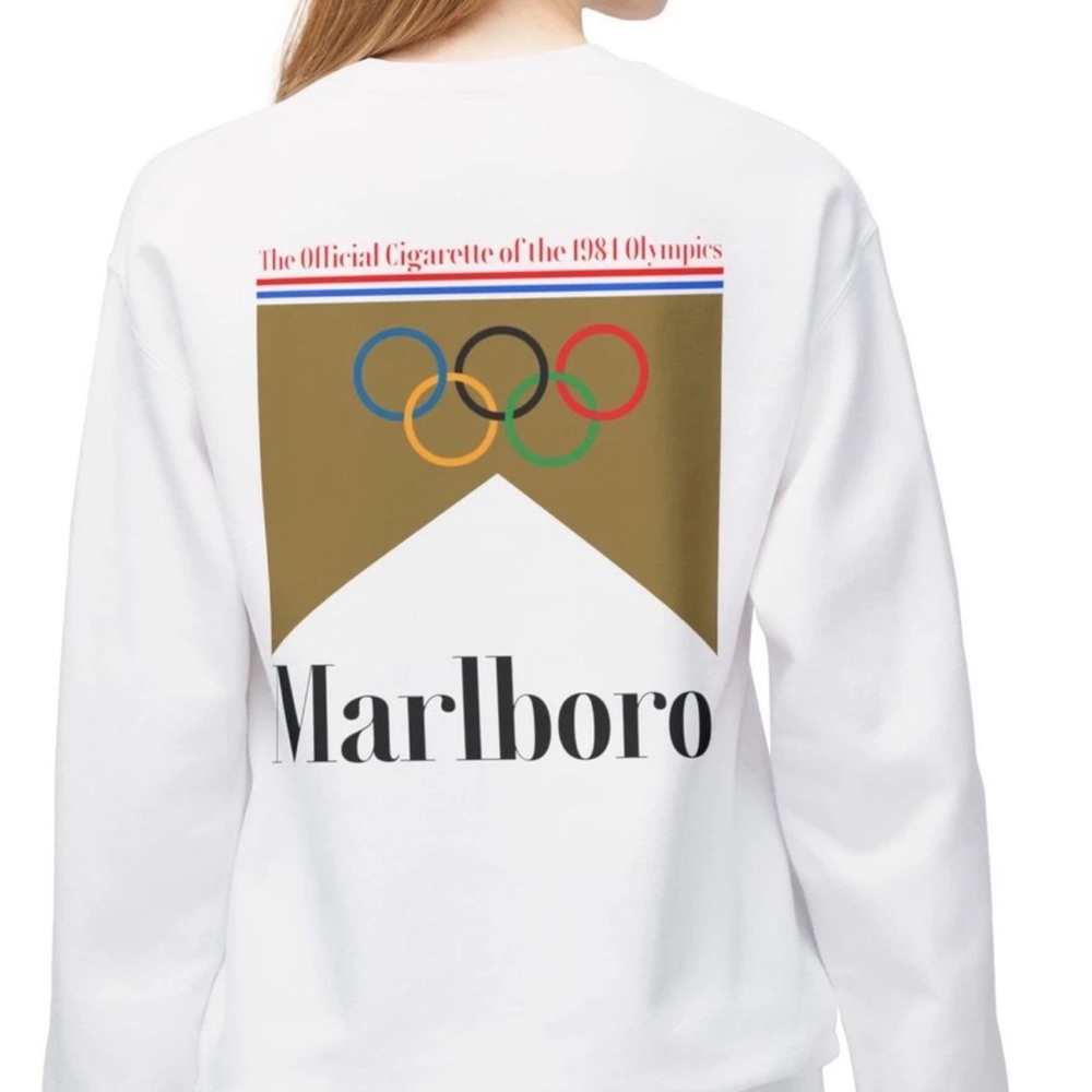 Unisex vintage Marlboro 1981 Olympic Advertisement new Crewneck Sweatshirt Large